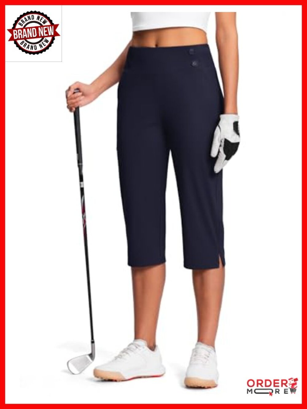 High Elastic Capri Pants Straight Leg Pull On